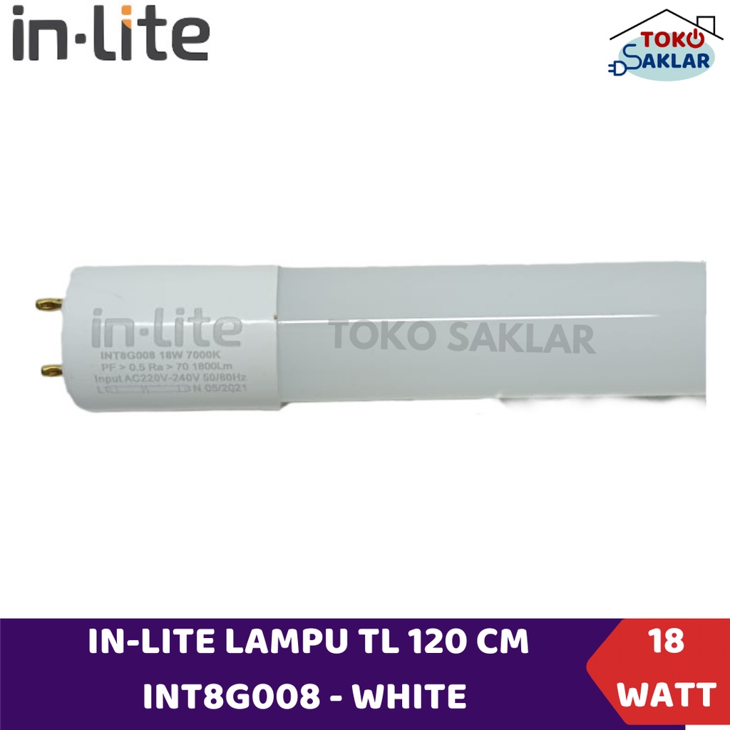 Jual Lampu TL LED Inlite 18w 120cm In-Lite T8 18 Watt Putih INT8G008 ...