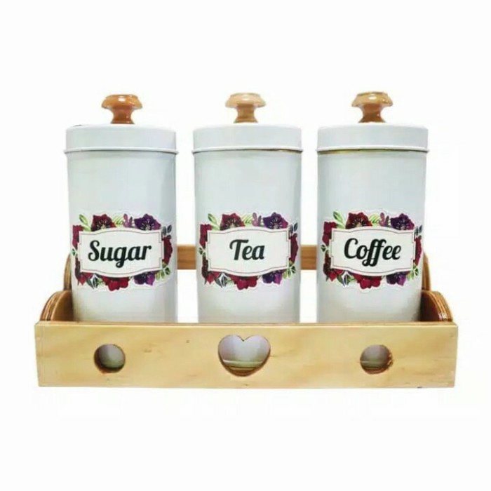 Jual Tempat Gula Kopi Teh Canister Set Sugar Coffee Tea Set - Kuning ...