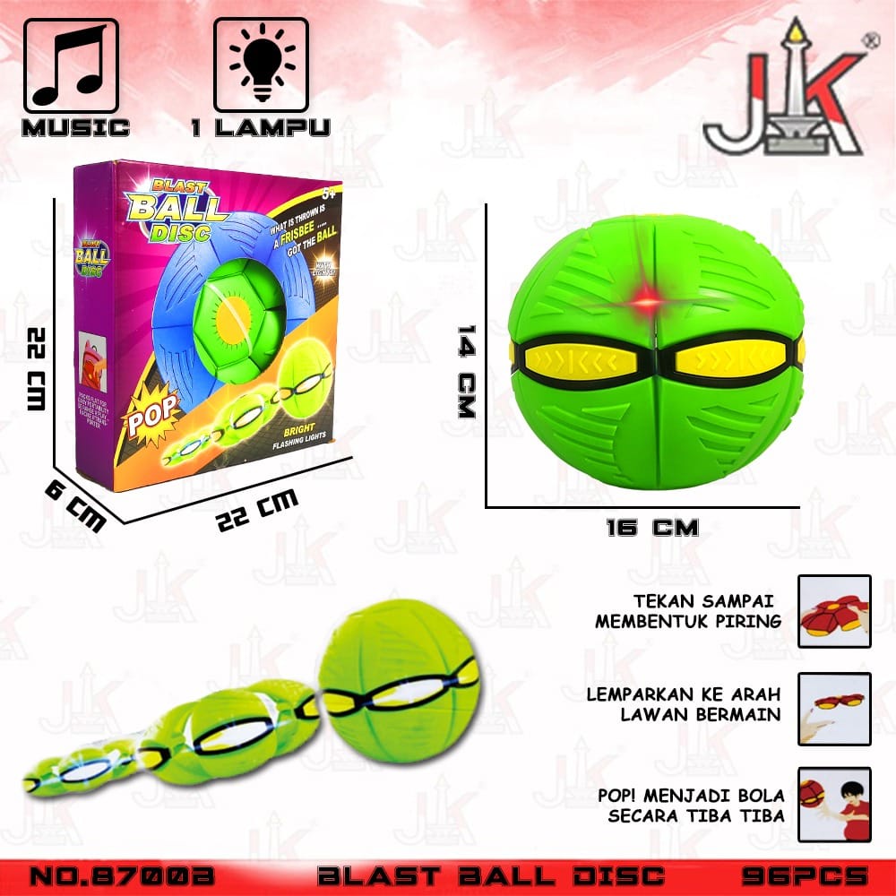 Jual 8700B Hijau Bola Ufo Musik Lampu Injak Lempar Loncat (Mainan Anak