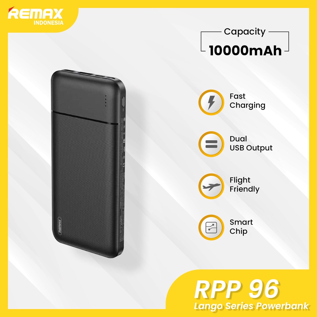 Jual Remax Powerbank 10000mAh 2.1A RPP 96 Lango Series | Shopee Indonesia