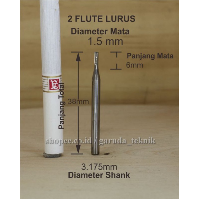 Jual Mata ROUTER CNC 2Flute Straight Flute tungsten carbide endmill MDF ...