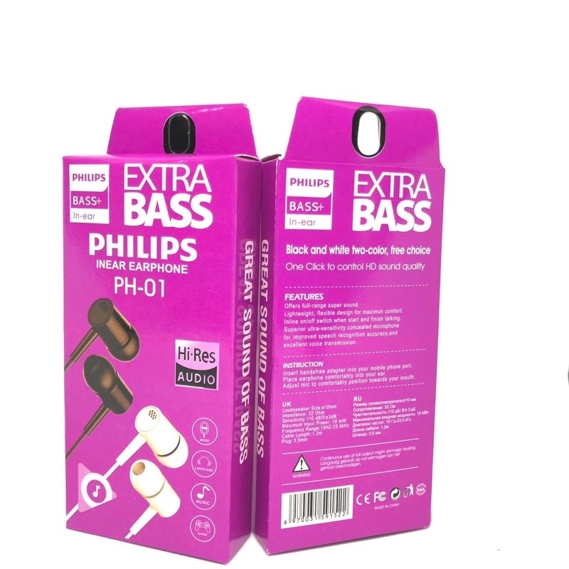 Jual HANDSFREE PHILIPS PH01 EXTRABASS NEW EDITION JACK 3.5MM UNIVERSAL ...