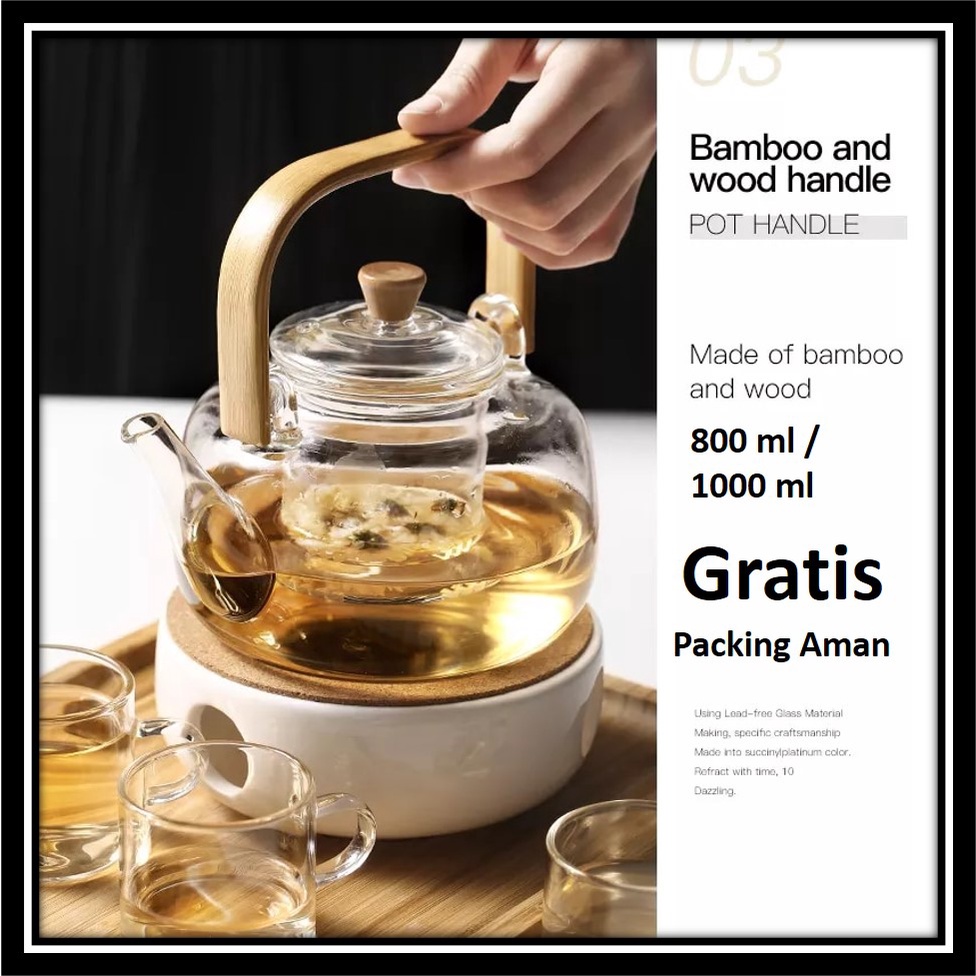 Jual [Tahan Api] Ceret Tea Pot Teko Kaca Tahan Panas Pitcher teapot