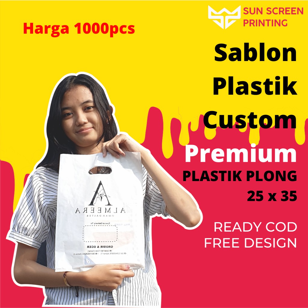 Jual Sablon Plastik Packing Olshop Plong 25x35 Murah Free Design Isi 1000pcs Shopee Indonesia 9519