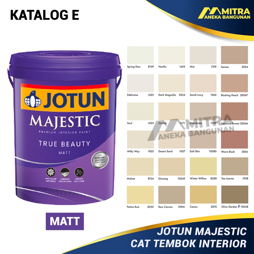 Jual Cat Tembok Interior Jotun Majestic True Beauty Matt 25 Liter Katalog E Warna Nude 4717