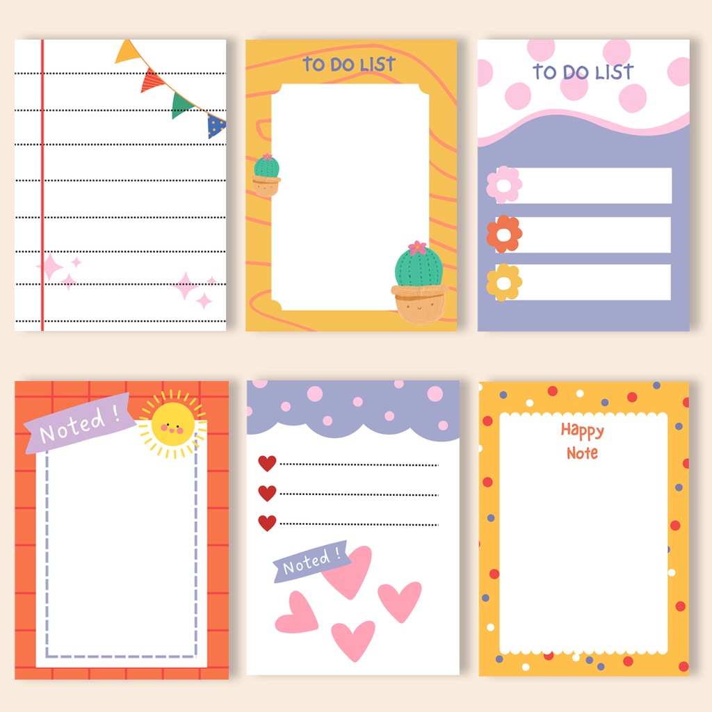 Jual Memo Pad Aesthetic 48 Lembar Kawaii Buku Catatan Shopee Indonesia