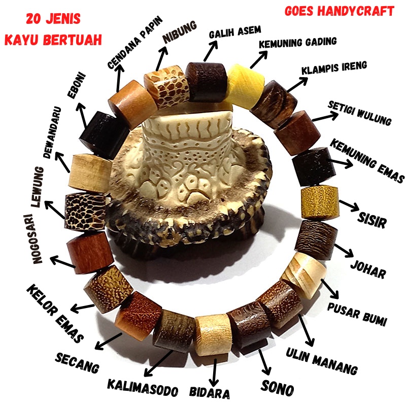 Jual Gelang Kombinasi Kayu Bertuah Jenis Kayu Bertuah Dan Langka Model Tabung Ukuran Mm