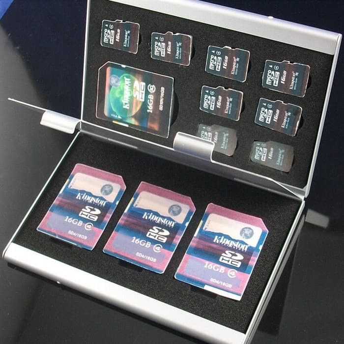 Jual Metal 12 In 1 Box Tas Photography Bag 8 Micro SD 4 SD Card Storage ...