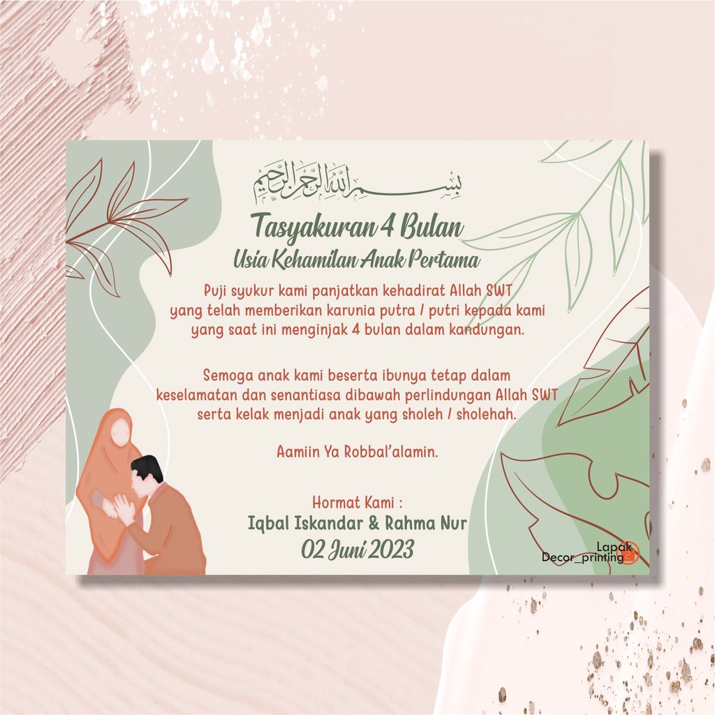 Jual Stiker Tasyakuran Kehamilan 4/7 Bulan / Kartu tasyakuran 4 bulanan