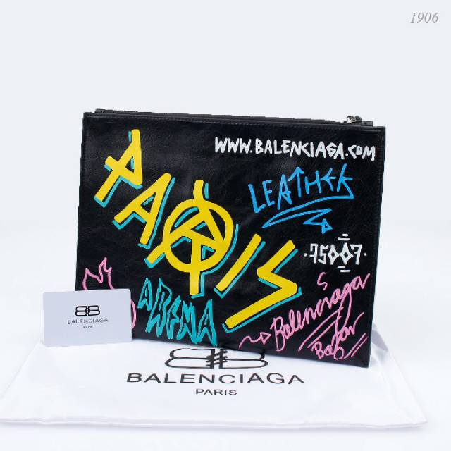 Balenciaga graffiti clutch sale