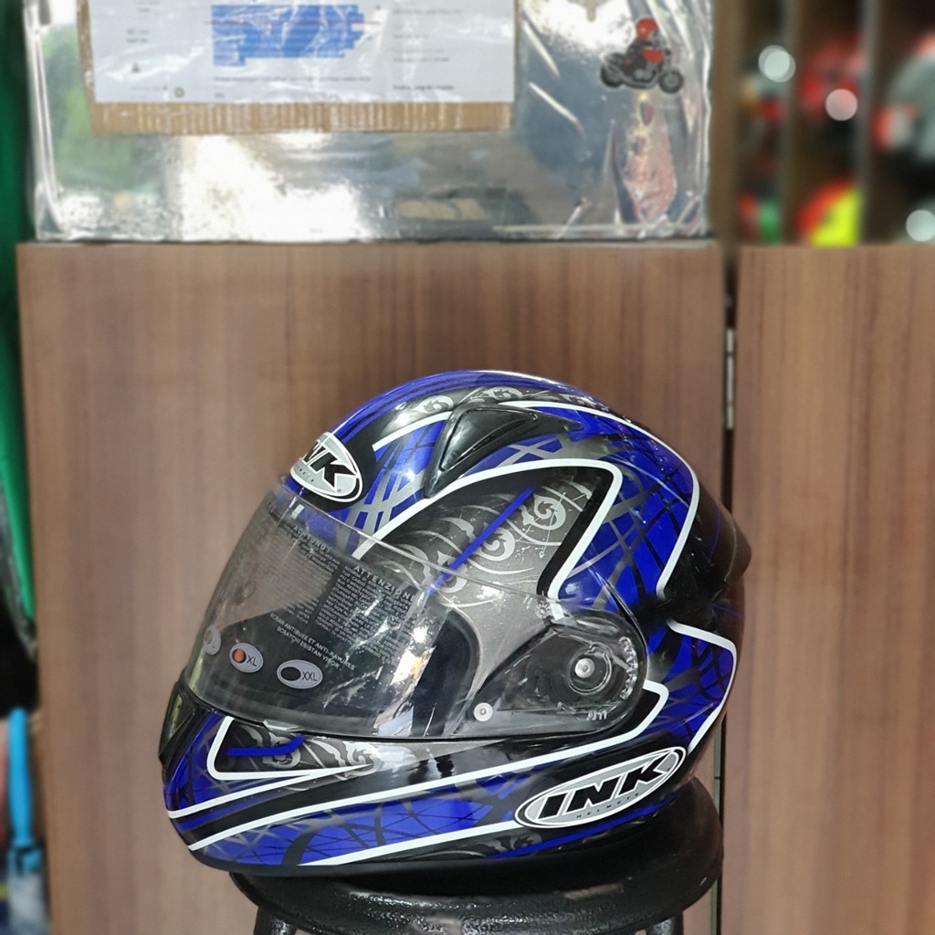 Jual HELM INK FUSION INK FULLFACE MOTIF GREY BLUE HELM INK UKURAN BESAR ...