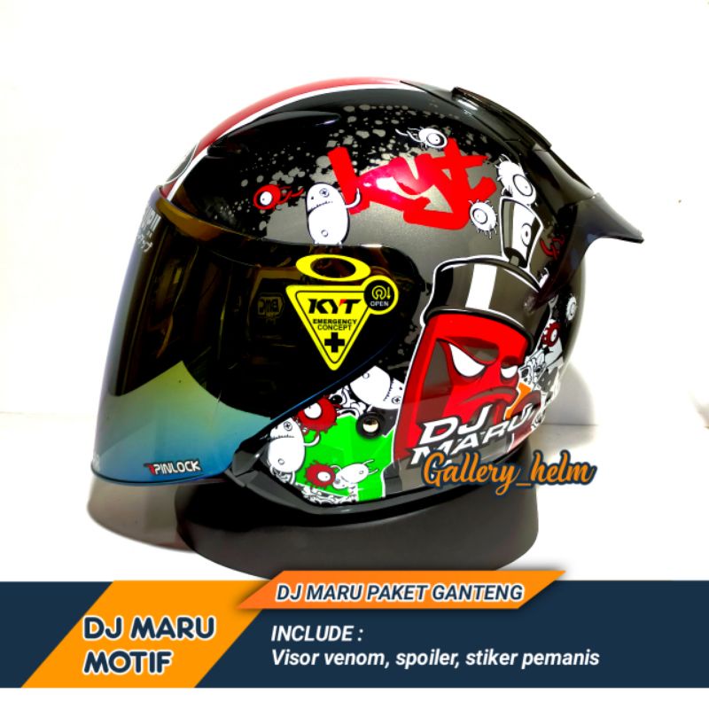 Jual HELM KYT HALF FACE HELM KYT DJ MARU 5 BLACK RED PAKET GANTENG