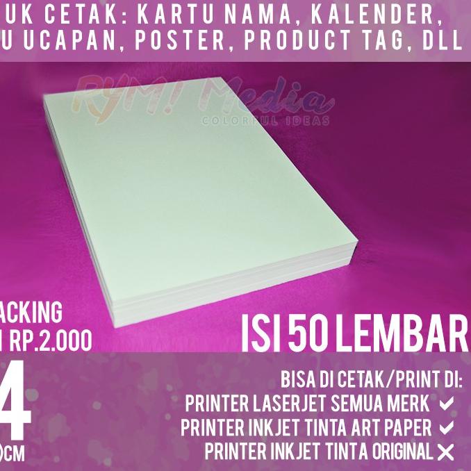 Jual Art Karton 260 gsm A4 isi 50 lbr / Kertas Art Carton Paper Glossy