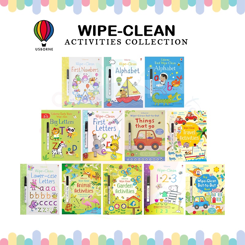 Jual JKT Usborne Wipe Clean Activity Books Set With Marker Pen Buku