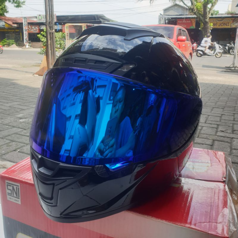 Jual HELM SCOTT RX-7 SOLID BLACK GLOSSY (2KG) | Shopee Indonesia