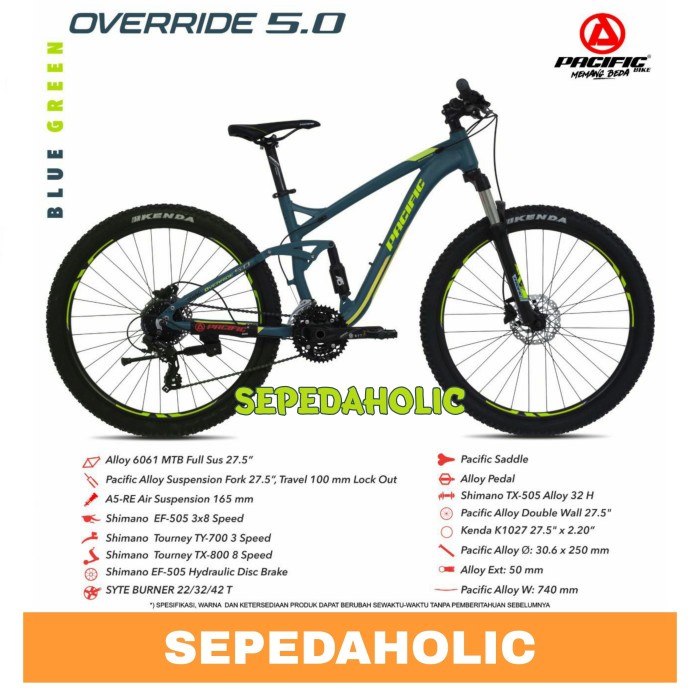 Jual Sepeda Gunung 27.5 Inch MTB PACIFIC OVERRIDE 5.0 Alloy Full ...