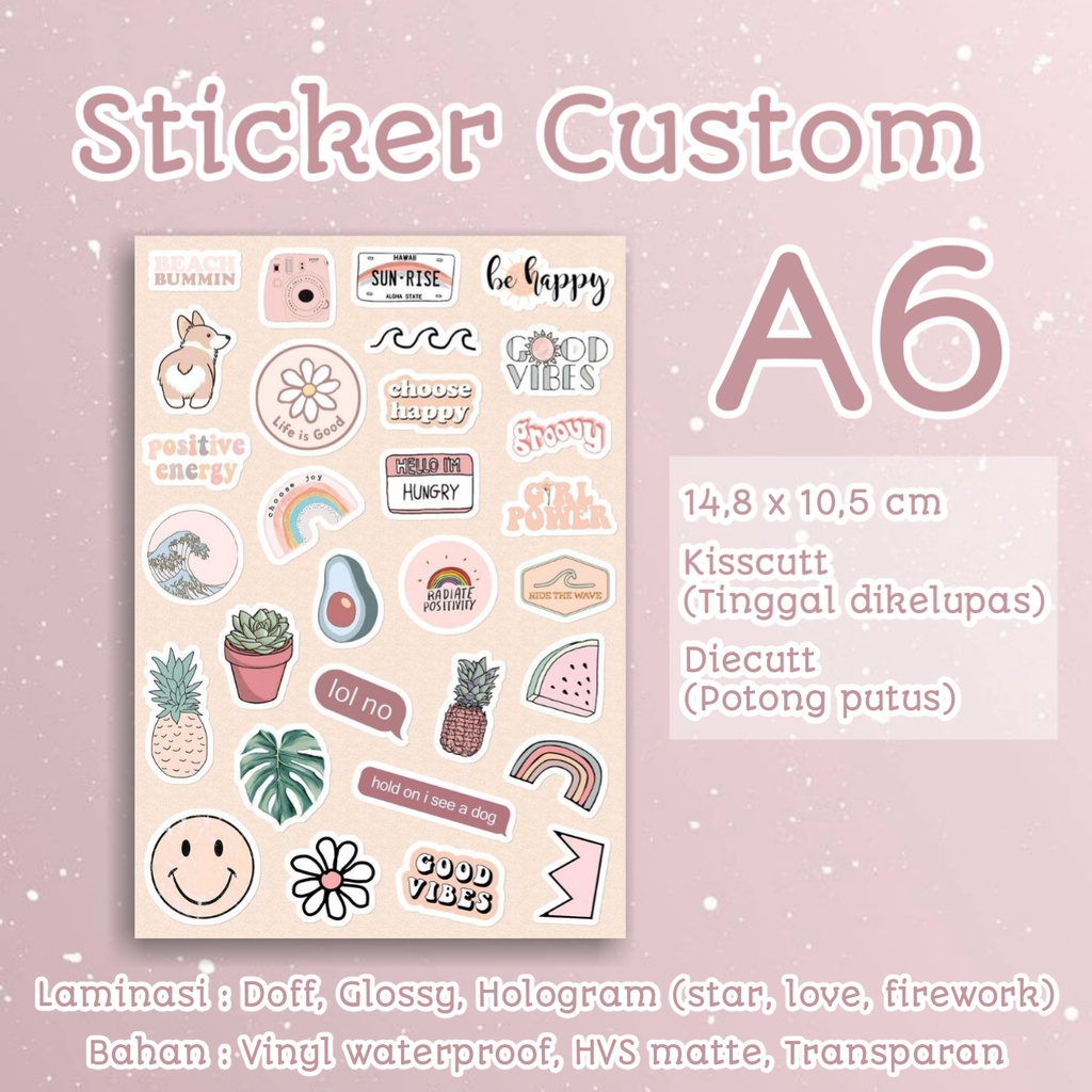 Jual A6 Cetak Sticker Custom Die Cut / Kiss Cut Shopee Indonesia