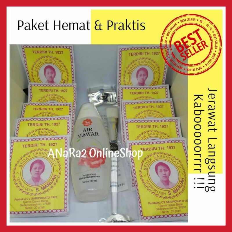 Jual Bedak Saripohatji Paket Hemat Praktis Viva Air Mawar Kuas Masker