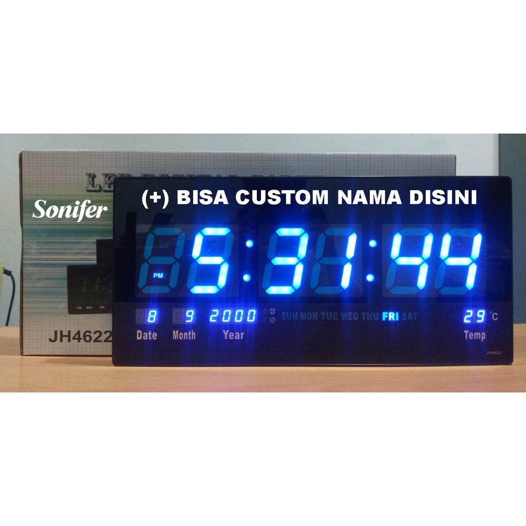 Jual SONIFER Jam Dinding Digital FREE REQUEST NAMA LED Alarm Clock 46 X ...