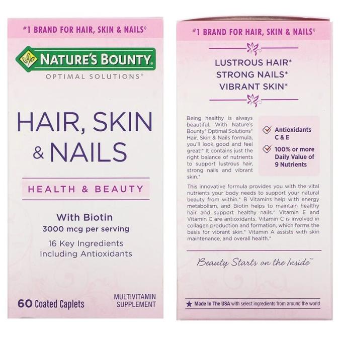 Jual NATURE'S BOUNTY HAIR, SKIN & NAILS WITH BIOTIN 3000MCG 60 CAPLETS ...