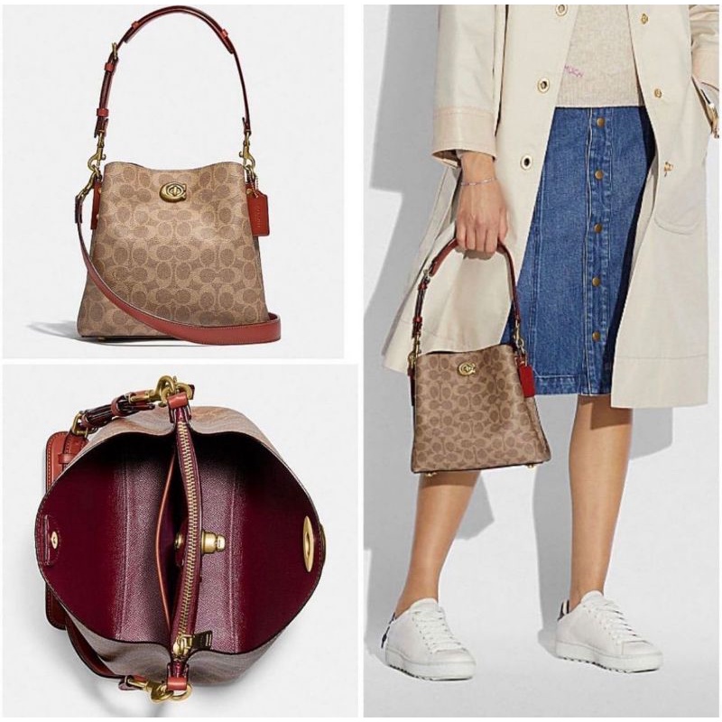 Jual Tas Coach Original C3890 Willow bucket signature tan rust | Shopee ...