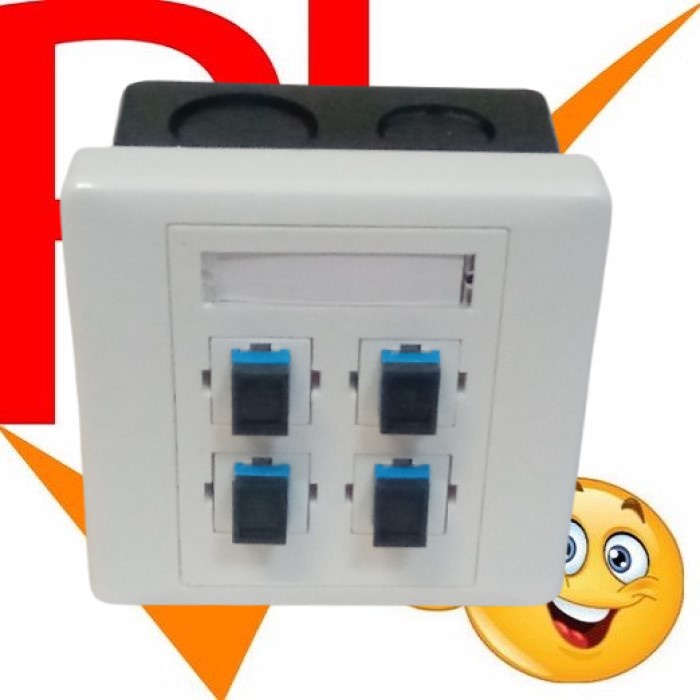 Jual Face Plate Roset Tanam FO 4 Core Port Adapter SC 4Core Fiber Optic ...