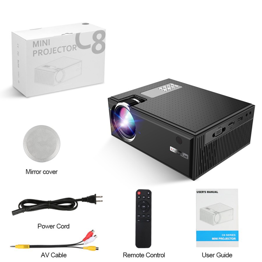 Jual CHEERLUX C8 WiFi Mini LED Projector Smart Proyektor Mirror hp ...