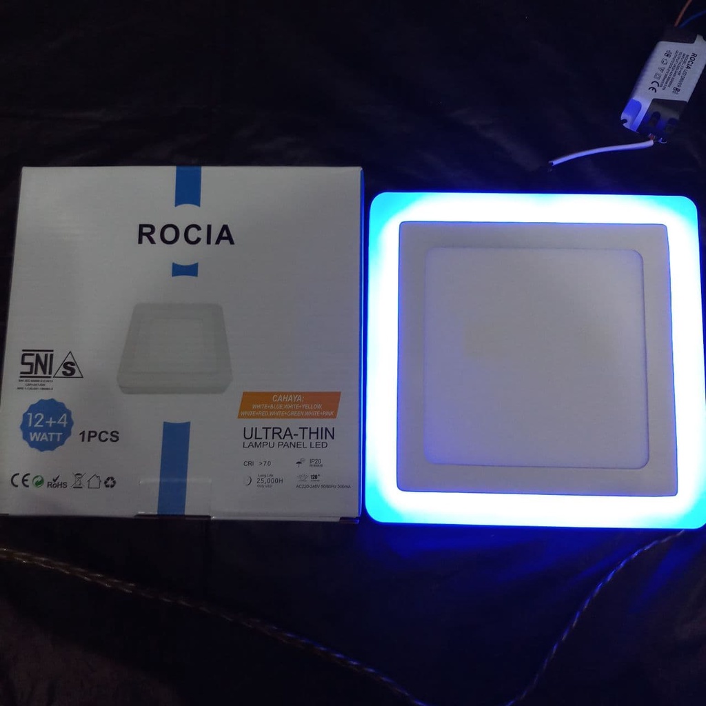 Jual DOWNLIGHT LED PANEL ROCIA 12+4 WATT (16 W) OB KOTAK PUTIH BIRU ...