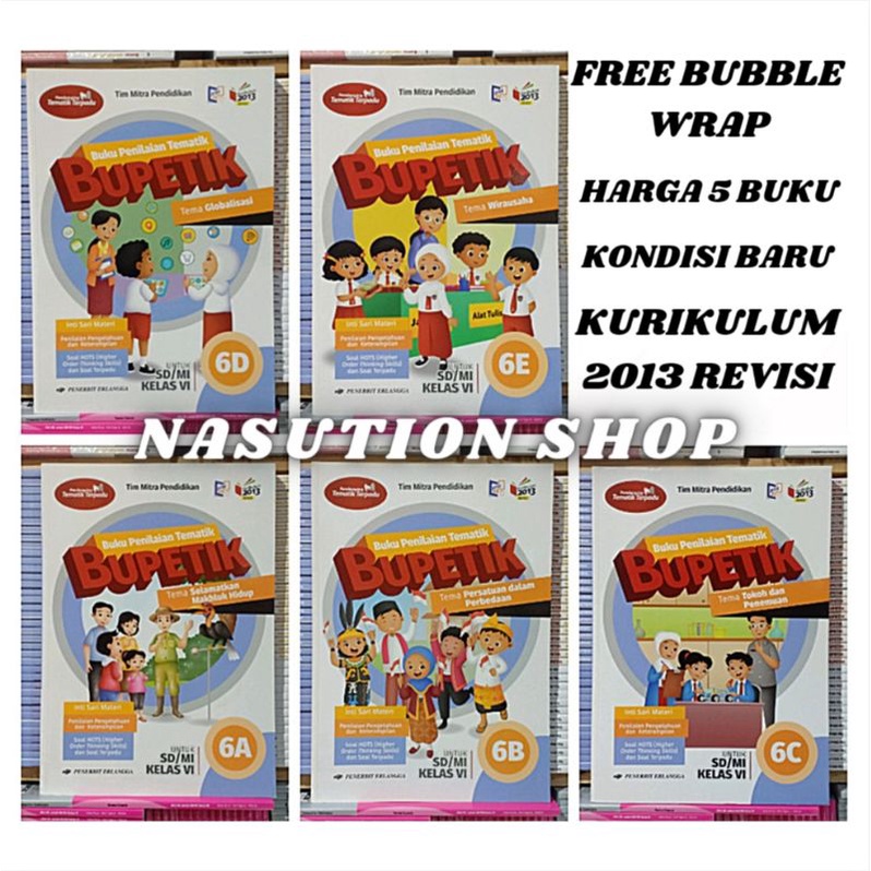 Jual Paket Bupetik Kelas 6 SD 6A 6B 6C 6D 6E K13 Revisi Erlangga ...