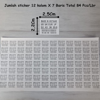 Jual Perlengkapan Sepatu Label Size Sticker Sepatu dan Tag, Sertifikat,  Note, Letter