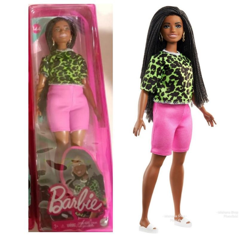 Jual Boneka Barbie Mattel Fashionista 144 Doll Black Curvy Braid Hair ...