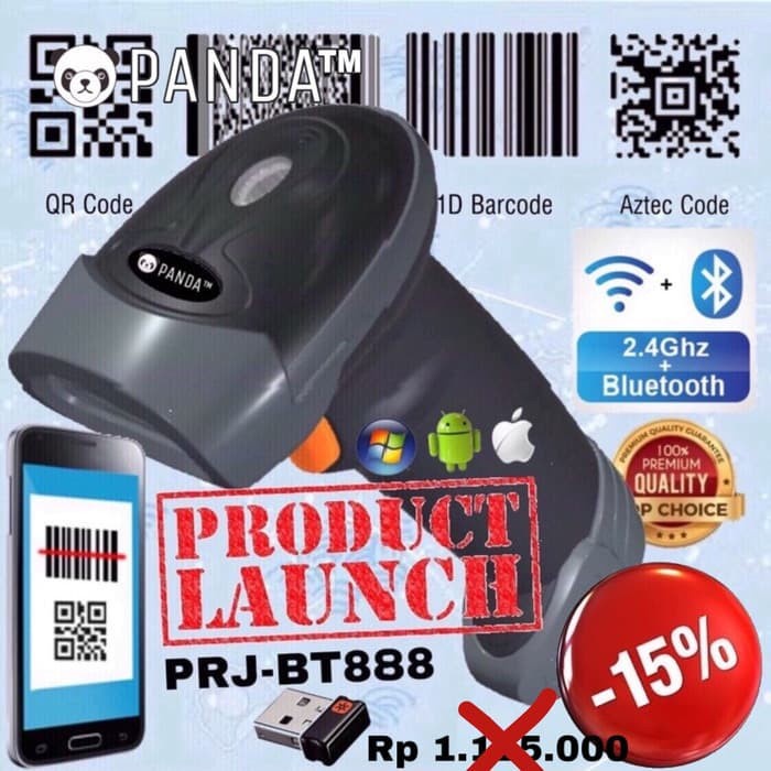 Jual Panda PRJBT888 2D Wireless Barcode Scanner (Bluetooth+2.4G