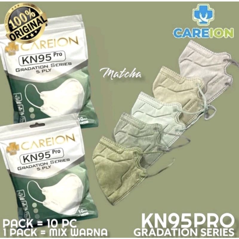 Jual Masker KN95 Pro Careion Gradation mix 5 warna/ Matcha | Shopee ...
