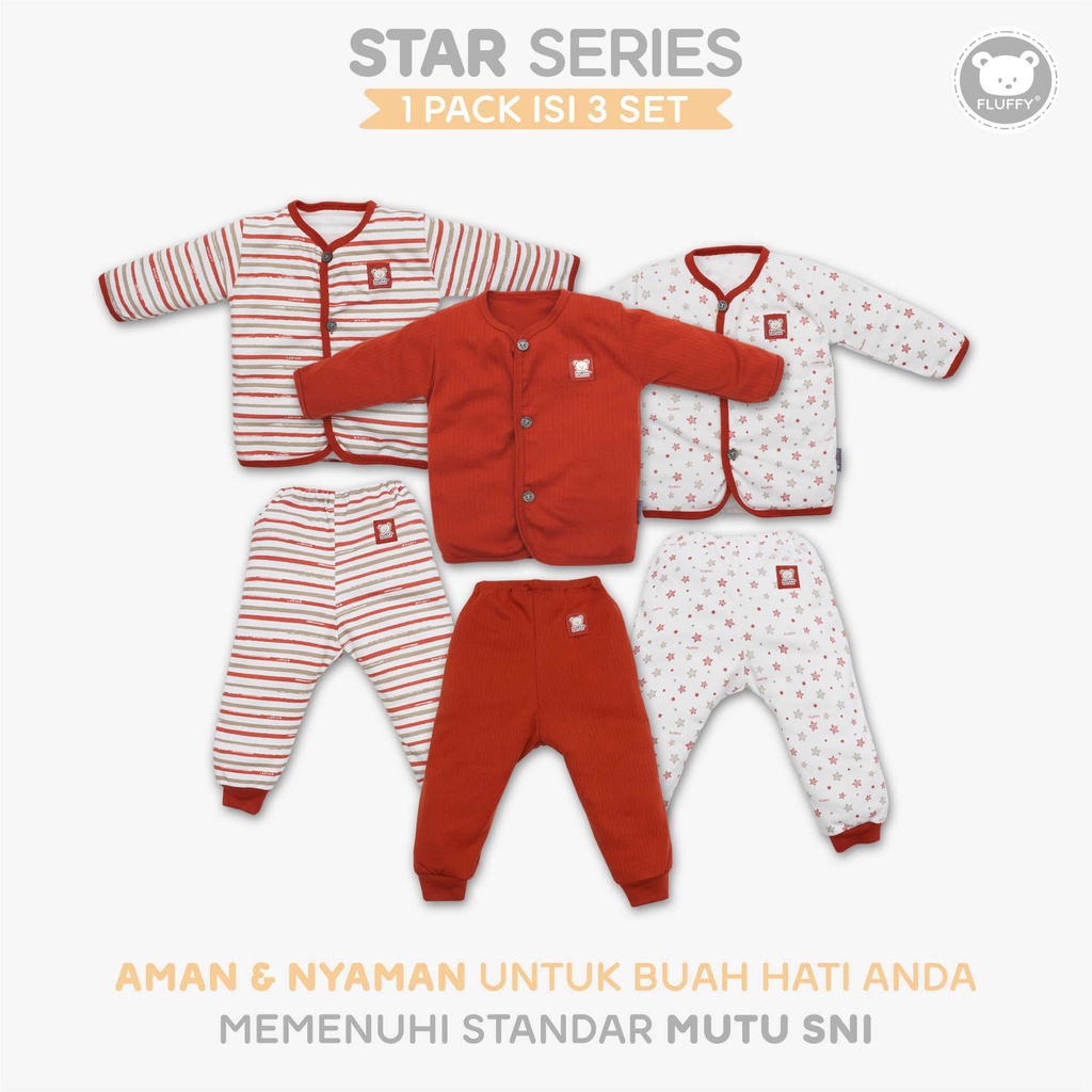 Jual FLUFFY Stelan Baju Panjang Panjang STAR (Isi 3Psng) SBJJSB NEW SRM