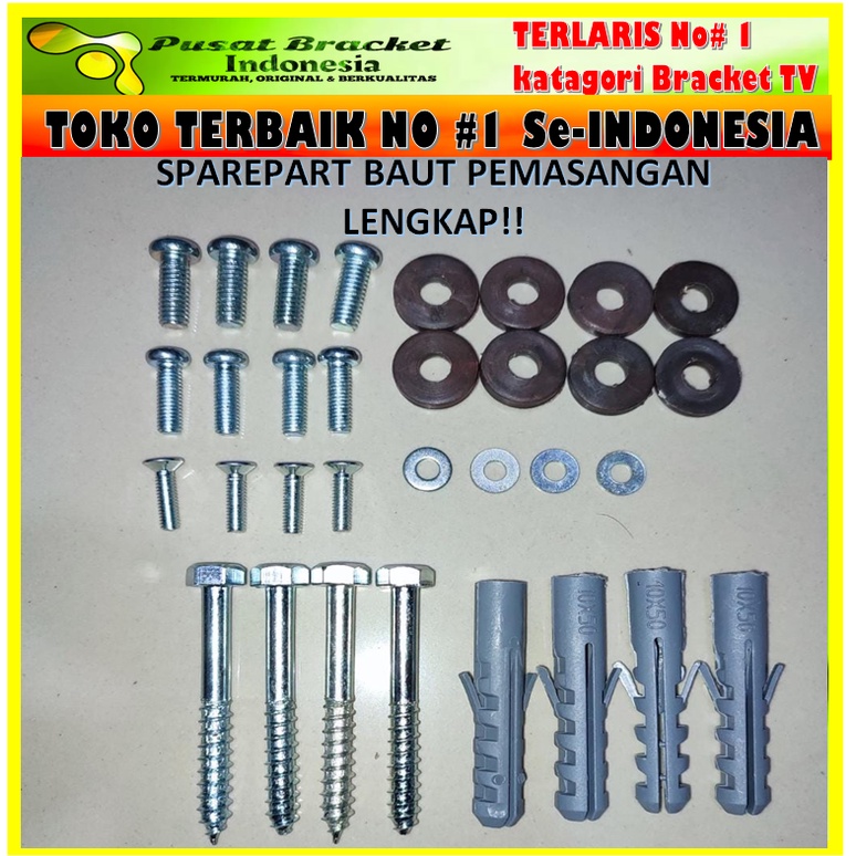 Jual Sparepart Pemasangan Bracket Tv Set Lengkap Dgn Baut Beton Dan Mur Ke Tv Shopee Indonesia