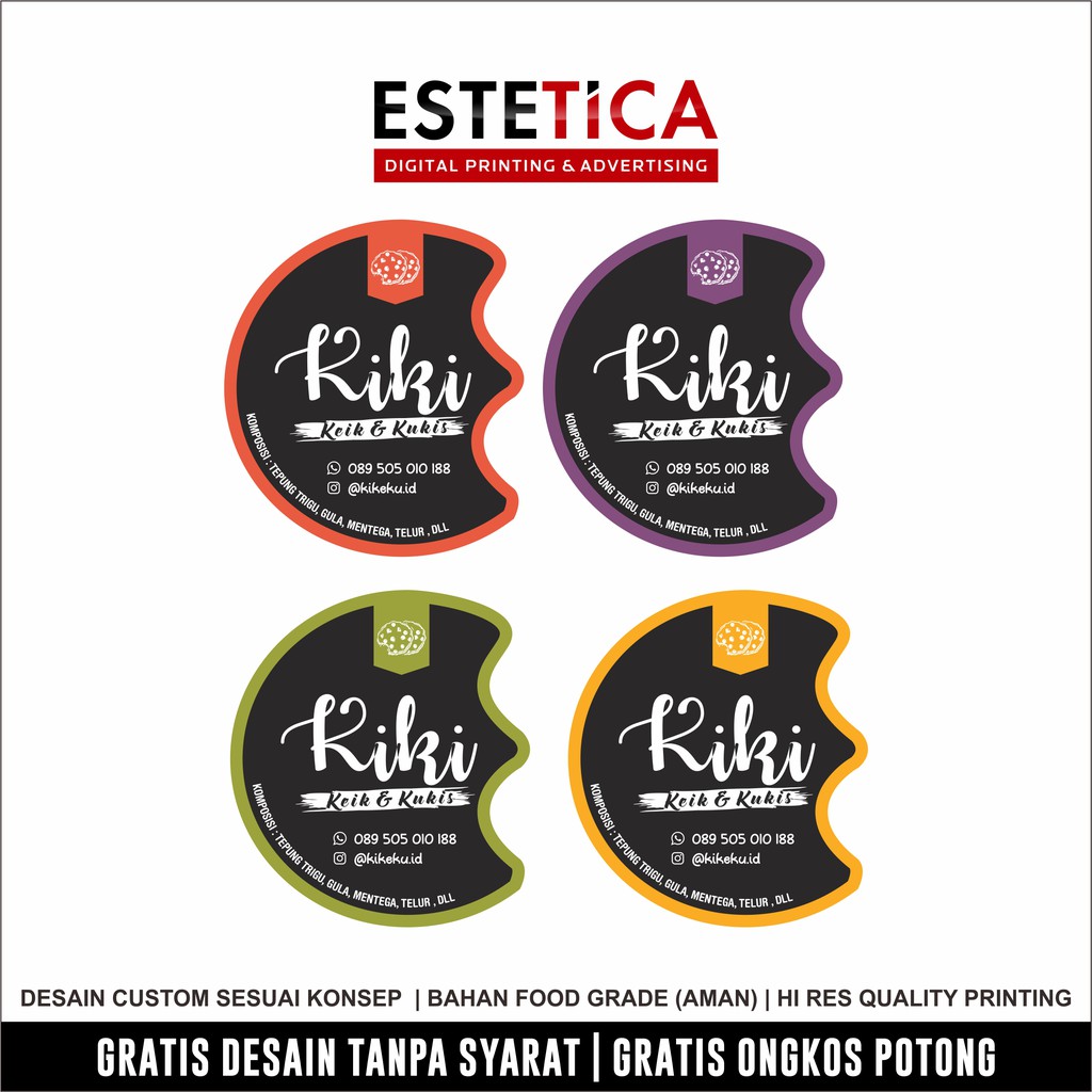 Jual cetak stiker sticker makanan, cetak sticker kue kering, cetak ...