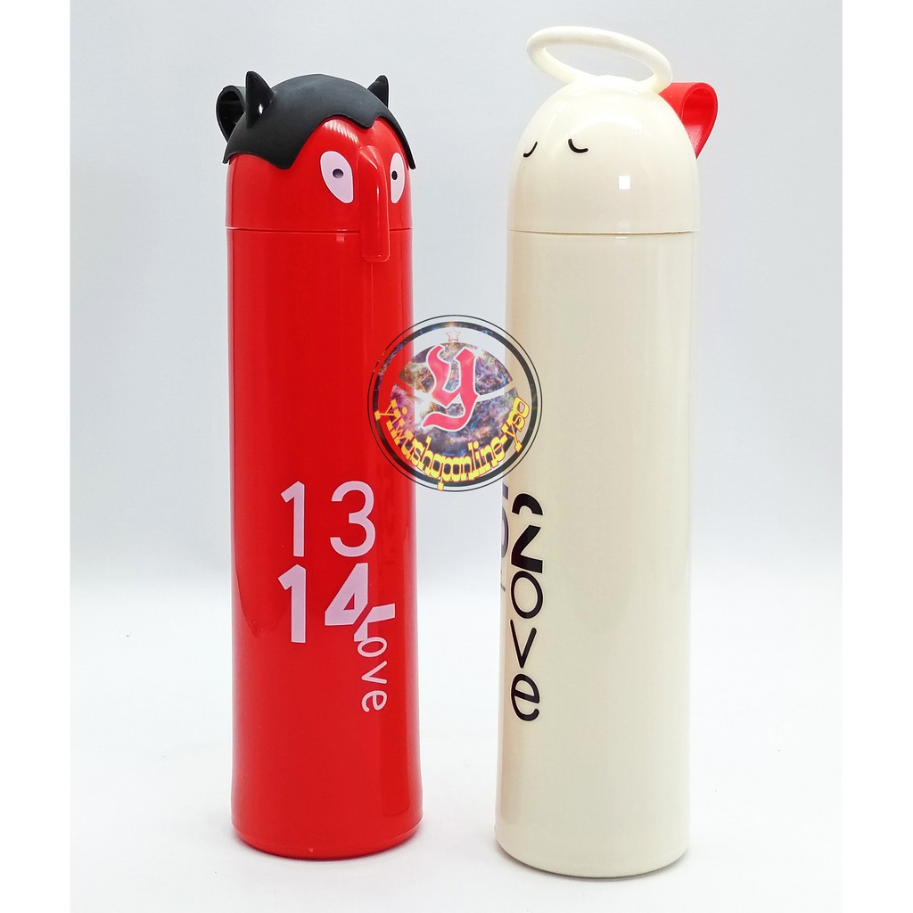 Jual Botol Minum kaca beling Lapis Motif angel and devil dengan ...