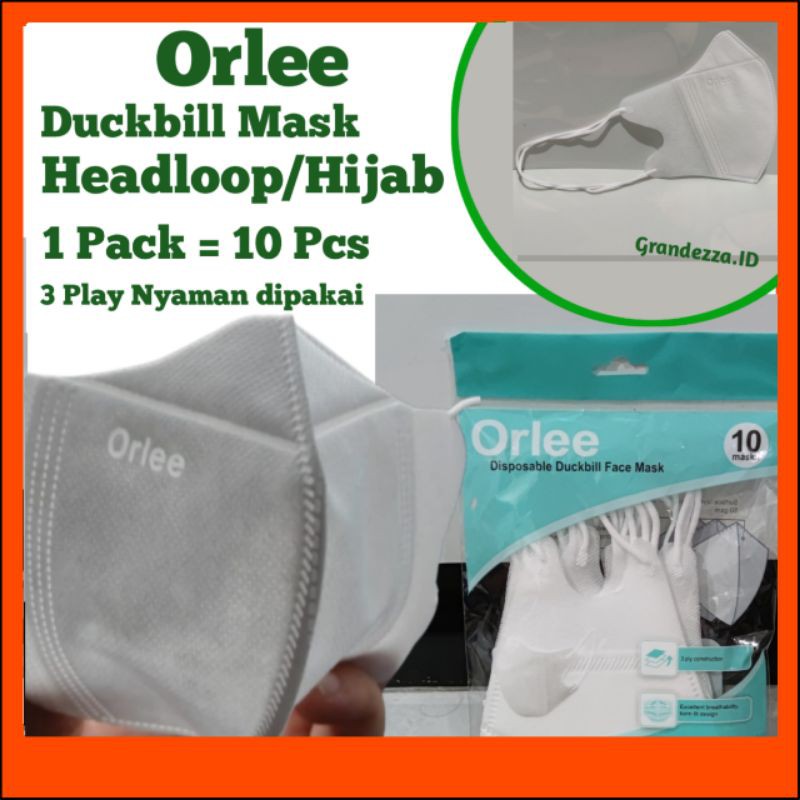 Jual Masker Orlee Populer Duckbill Headloop Hijab Original 3Ply 3 Ply ...