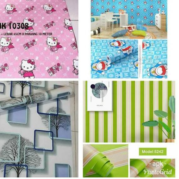 Jual HZR Wallpaper Dinding Tembok Stiker PVC Kotak Emas Biru Dandelion
