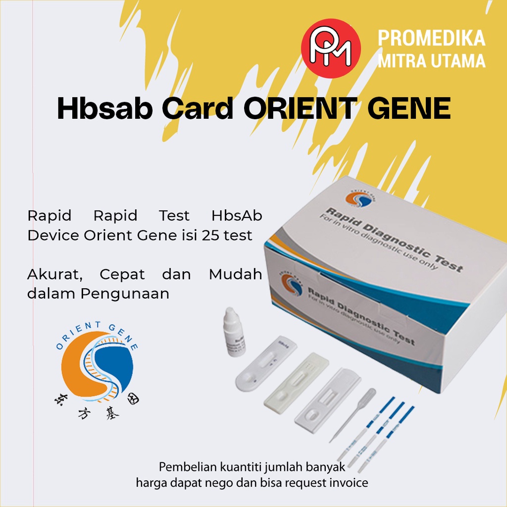 Jual Hbsab Card ORIENT GENE Hbsab Device 25 Test Anti Hbs Casette isi ...