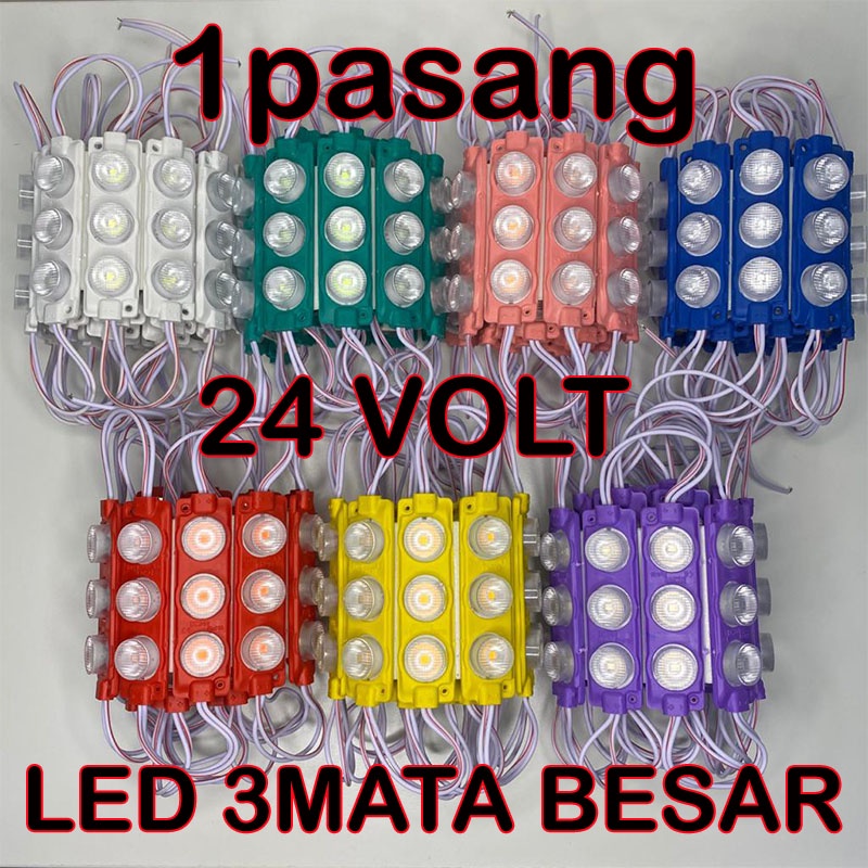 Jual LAMPU LED 3 MATA 24 V 3 Watt Modul LED 3 Titik Variasi Truk Bus ...