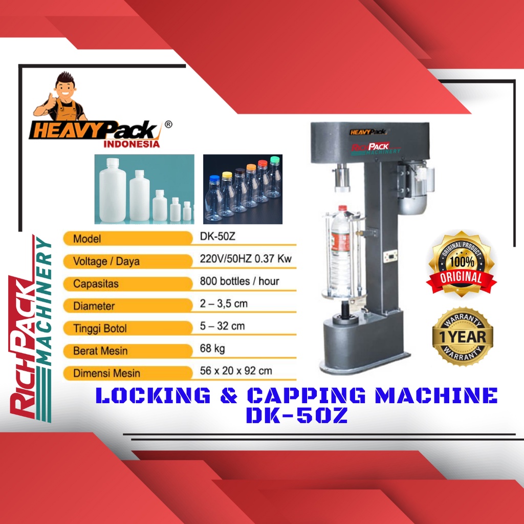 Jual Heavypack Dk 50z Locking Capping Machine Mesin Penutup Botol Plastik Shopee Indonesia 7132