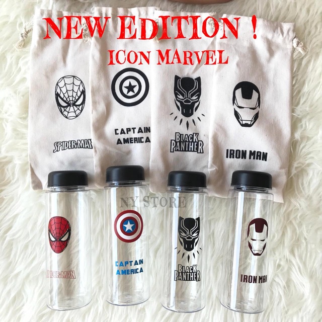 Jual LENGKAP MARVEL 500ml Hero Botol Minum W/ Pouch Warna Iron Man ...