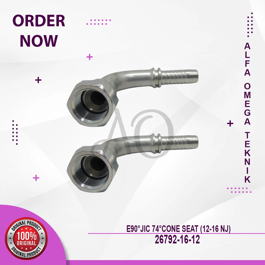 Jual HYDRAULIC FITTING ELBOW 12-16 NJ NEPEL SELANG HIDROLIK JIC 26792 ...
