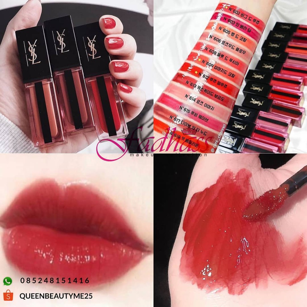 Lip Tint Ysl Glossy Stain Pop Water Swatches Ysl Lipstick Yves
