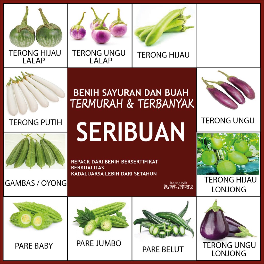 Jual Benih Sayur Bergelantungan Terong Lalap Terong Ungu Hijau Putih Lonjong Pare Gambas