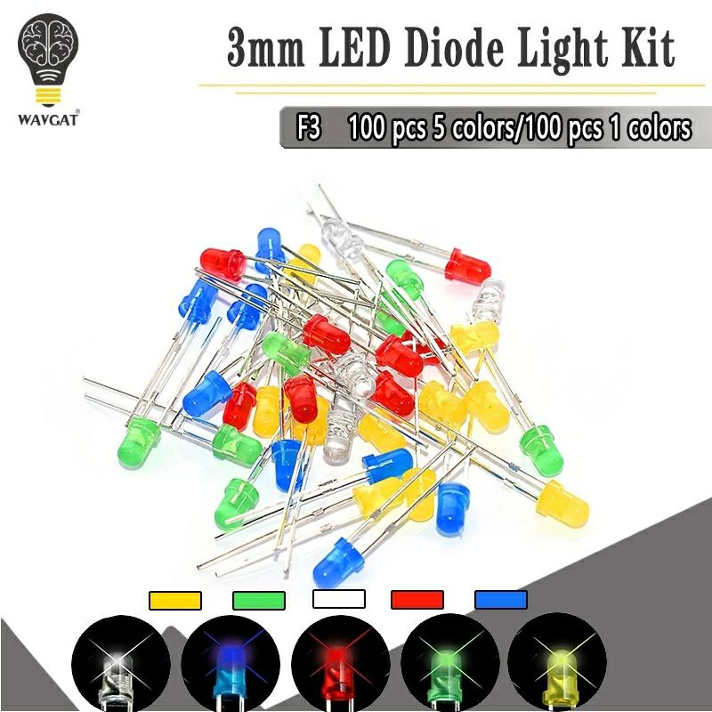 Jual LED 3MM DIFFUSED MERAH KUNING PUTIH BIRU HIJAU | Shopee Indonesia