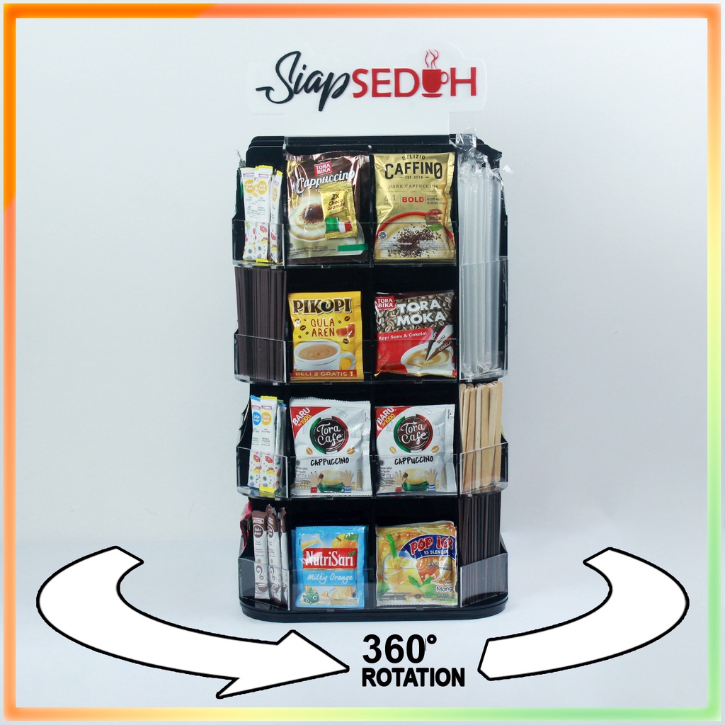 Jual Rak Kopi Condiment Display Siap Seduh Rotate with Storage LARGE ...