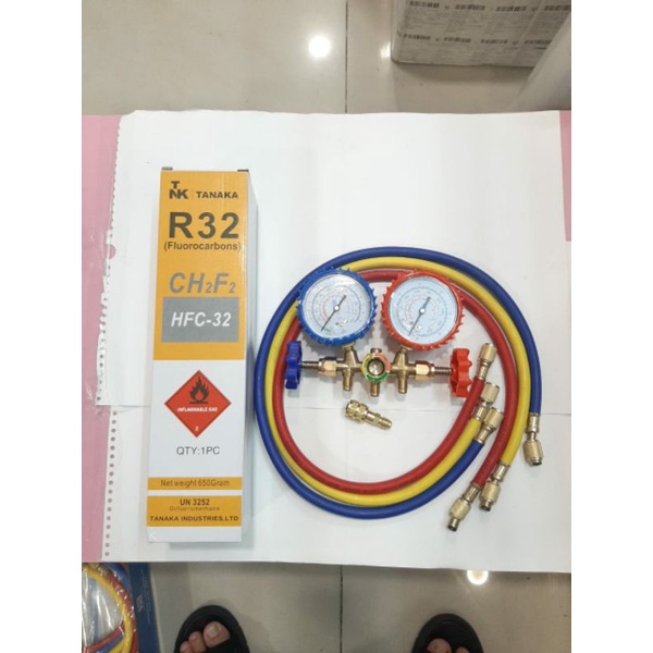 Jual Paket isi pendingin AC R32 manifold double selang krant pendingin ...