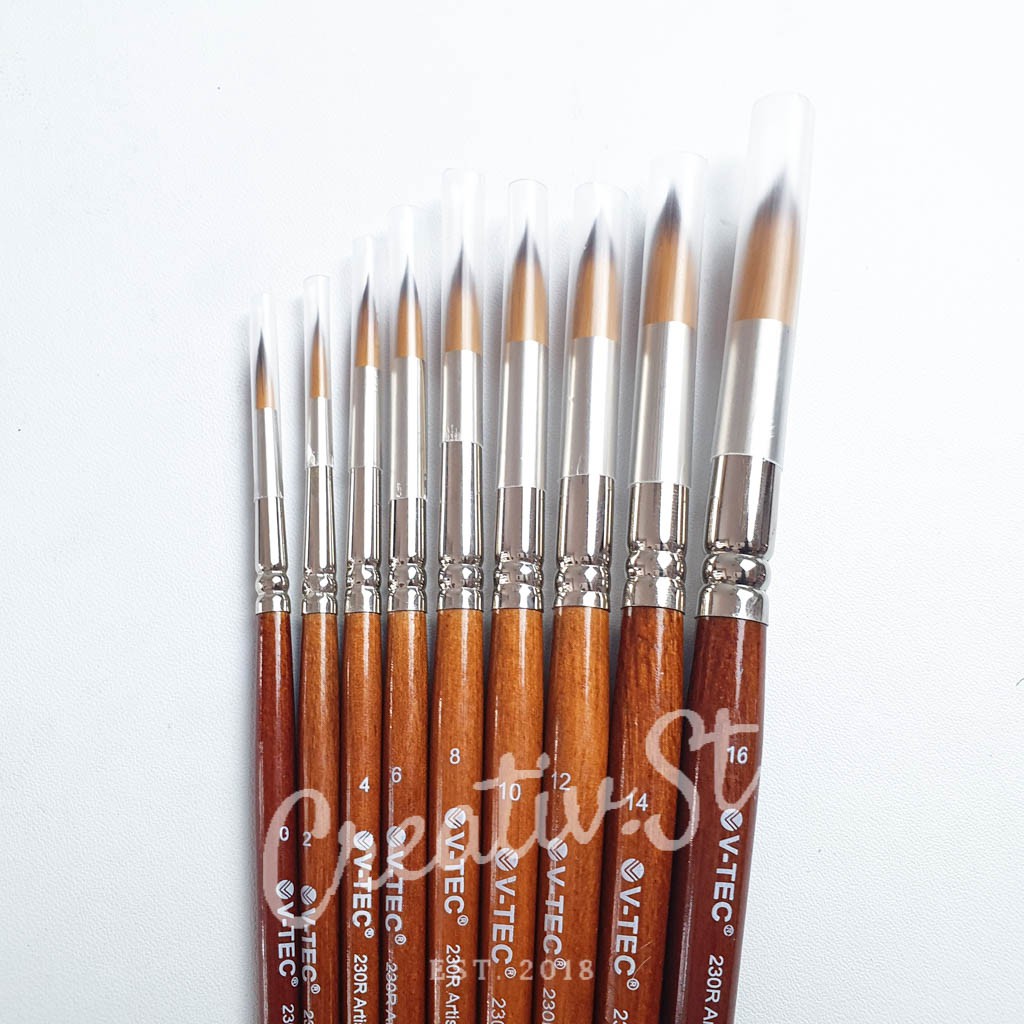 Jual V-TEC Kuas Lukis 230R Round Art Brush Satuan Cat Acrylic | Shopee ...